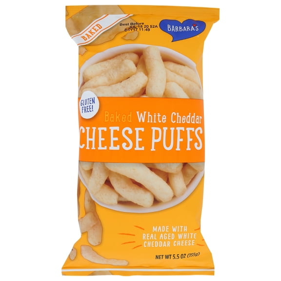 Pack of 12, Barbaras Baked White Cheddar Cheese Puffs, 5.5 oz