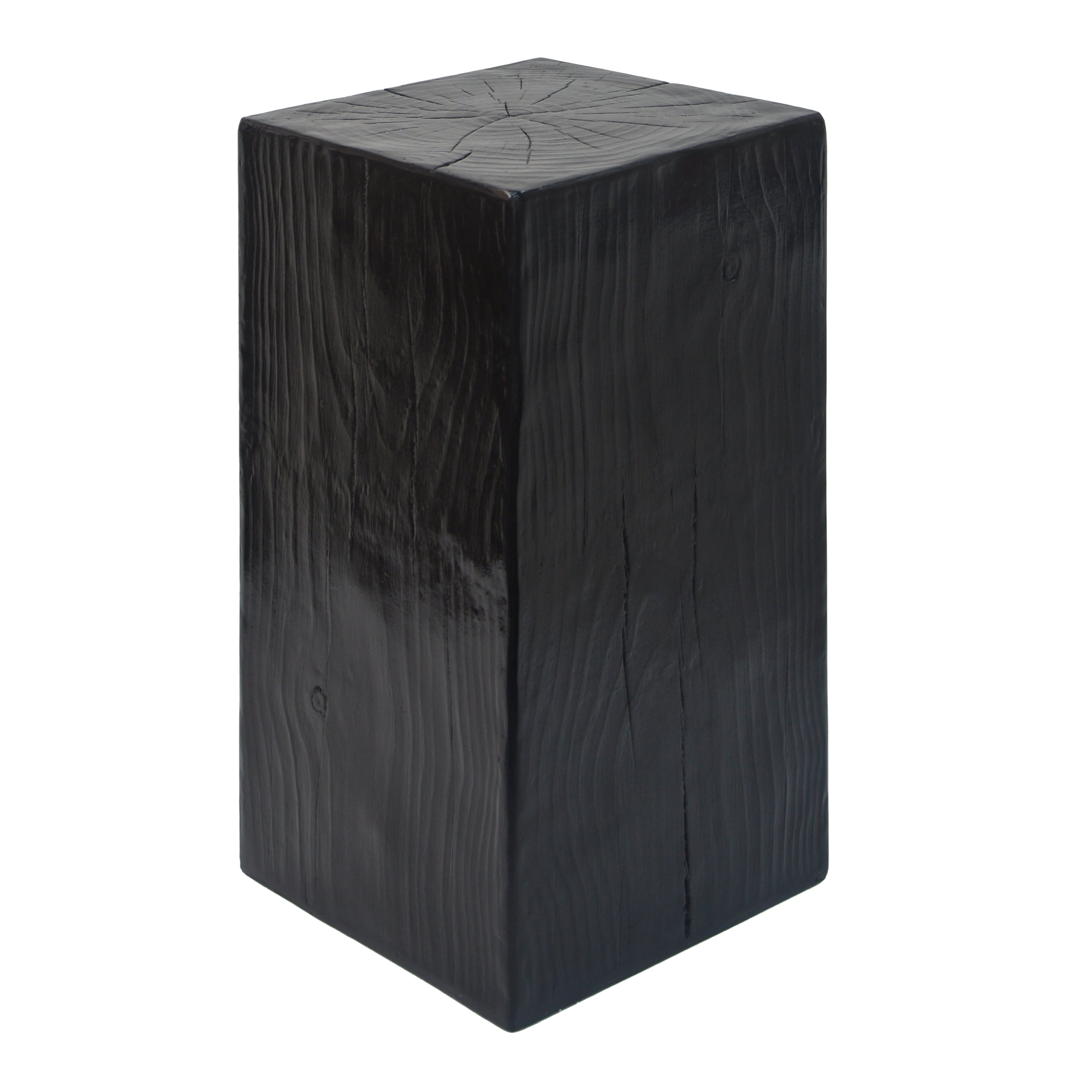 Square-Column End Table, Wood-Look Table for Indoor Outdoor Use, Black