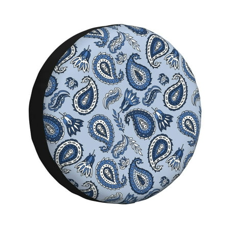 Spare Tire Cover Blue Paisley Pattern Vintage Wheel Cover Tire Covers for Trailers Car Truck Camper Universal Tire Covering Fits Diameter 16 inch
