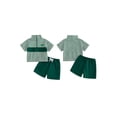 thumbnail image 2 of BemeyourBBs Toddler Baby Boy Summer Clothes Infant Baby Boys Golf Outfit Short Sleeve Lapel Collar Golf Themed Embroidery Half Zipper Striped Shirt Tops and Pockets Shorts 2Pcs Set, 2 of 9