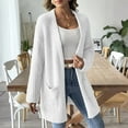 thumbnail image 2 of VISALY Long Cardigans Chunky Knit Cardigan Cardigan Sweaters for Women with Pocket Trendy Casual Long Sleeve Tops Open Front Fall Winter Coats Cardigan with Pockets Soft Cardigans White L, 2 of 7