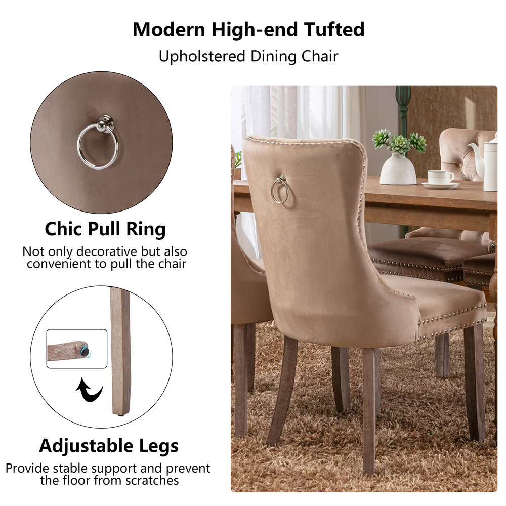 thumbnail image 5 of Bocarali Modern Upholstered Dining Chairs Set of 2, Velvet Kitchen Dining Room Chairs with Nailhead Trim for for Living Room, Bedroom, 5 of 6