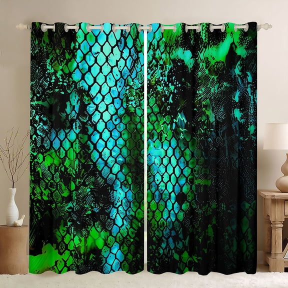 Castle Fairy Snake Print Black Out Curtains,Gradient Curtains Pack of 2 (42x63 Each)