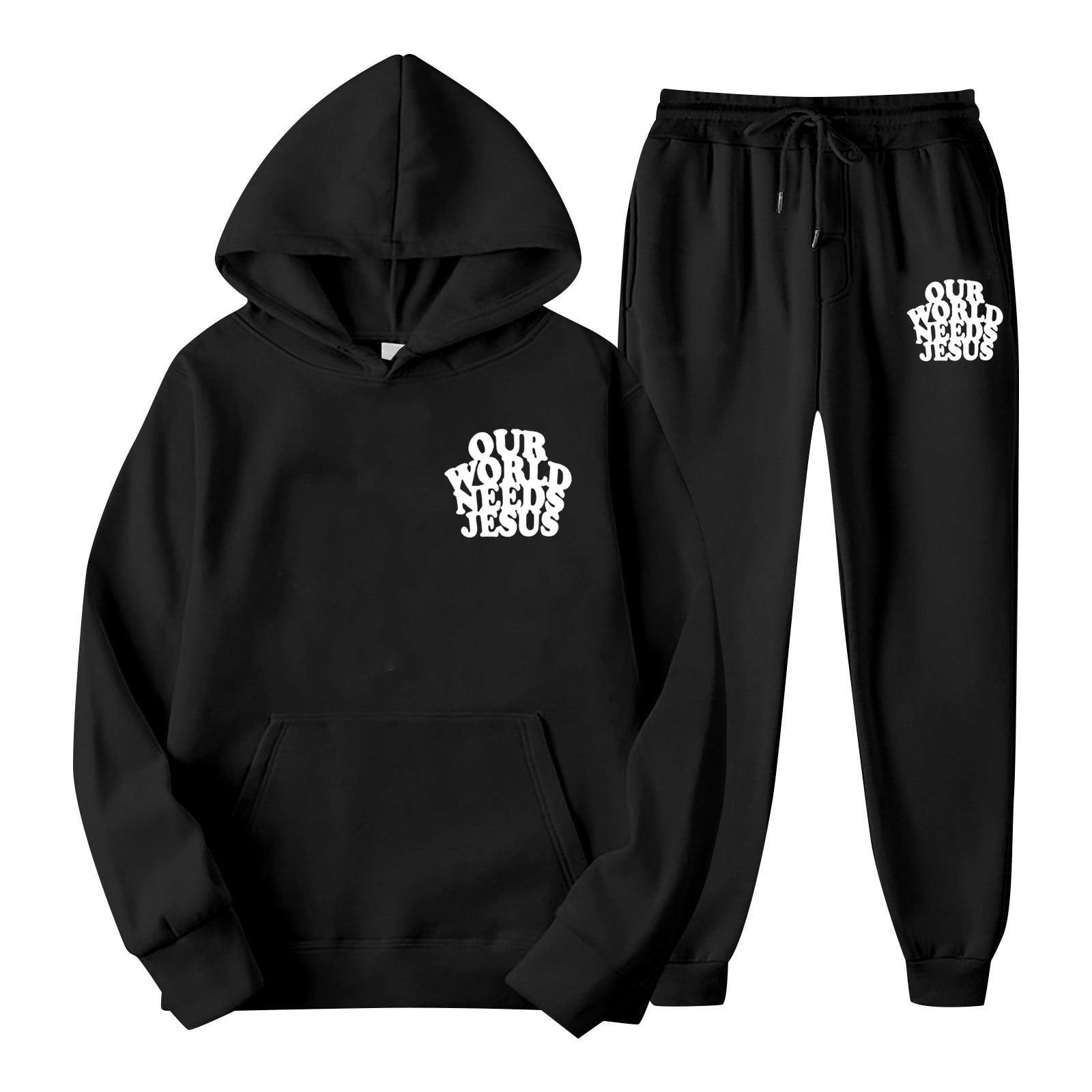Women's 2 Piece Tracksuits Christian Faith Letter Print Long