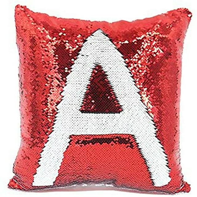 Housses de Coussin Vierges 16Inx16 Po Réversibles à Paillettes Magiques (Rouge & Blanc)