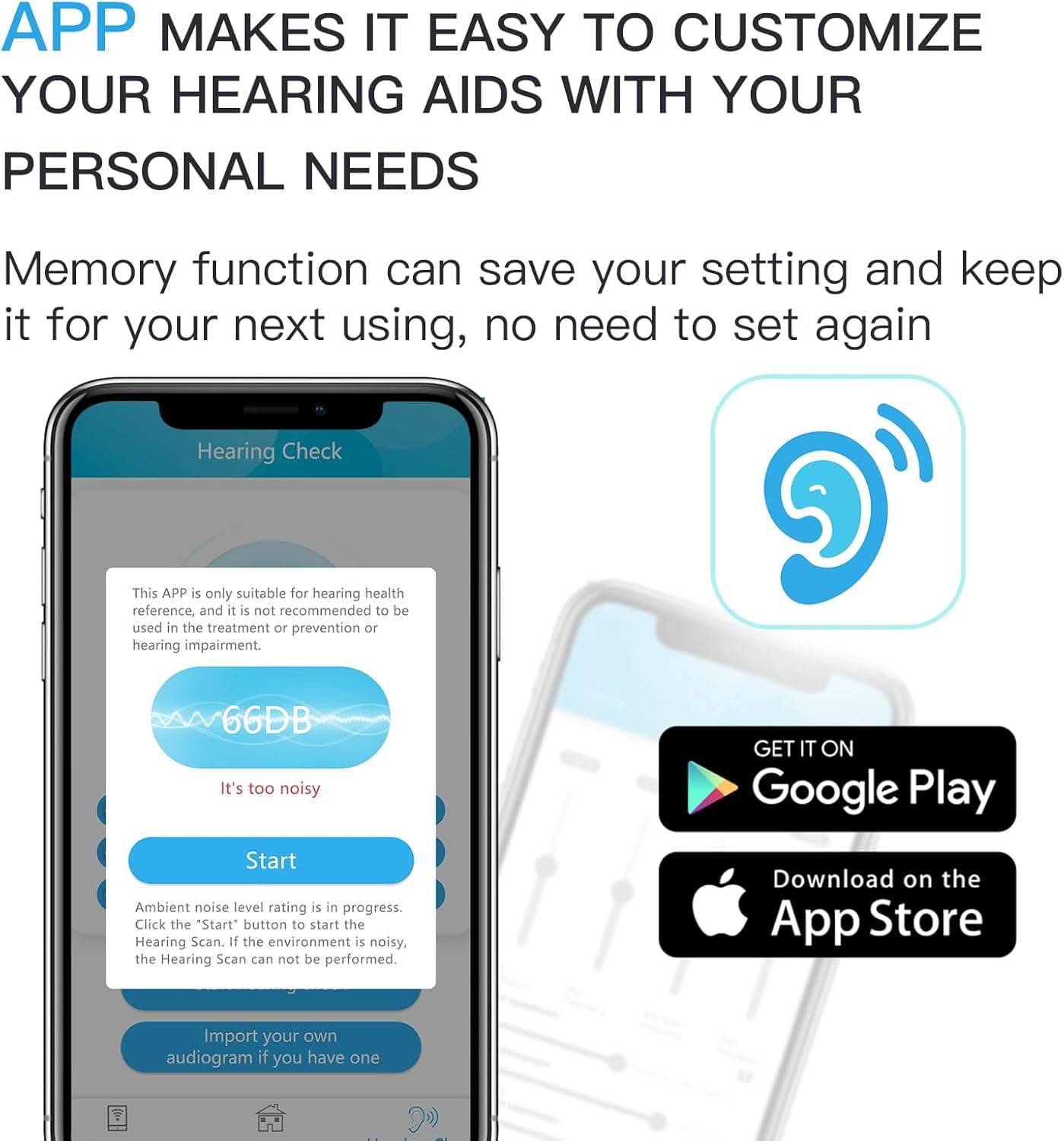 Hearing Aids (Not Amplifiers), Bluetooth Rechargeable Hearing Aids for Seniors Adults, Superior Sound Quality OTC Smart Hearing Aid with Noise Cancellation, Bluetooth Enabled & App Control, 4 Modes