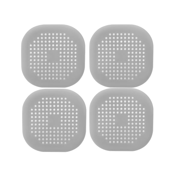 XINNAISI Hair Catcher, Square Silicone Hair Drain Cover with Suction Cup for Shower, Grey, 4 Pack