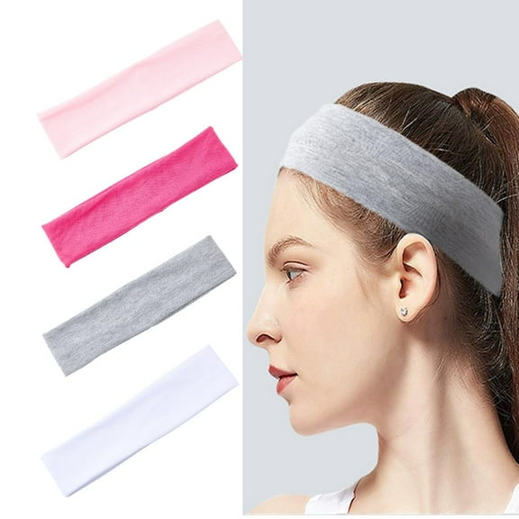 4Pcs Stretchy Wide Headbands 55x235x4mm 4 Colors Elastic Non Slip Soft Cloth Fabric Knot Tie Athletic Turban for Women Summer