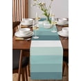 thumbnail image 4 of nqOlkjepod Teal Ombre Table Runner 48 Inches Long Farmhouse Dress Scarves, Modern Abstract Art Farmhouse Striped Dining Tablerunner for Coffee Table/Kitchen Island/Party Décor, 13" x 48", 4 of 8