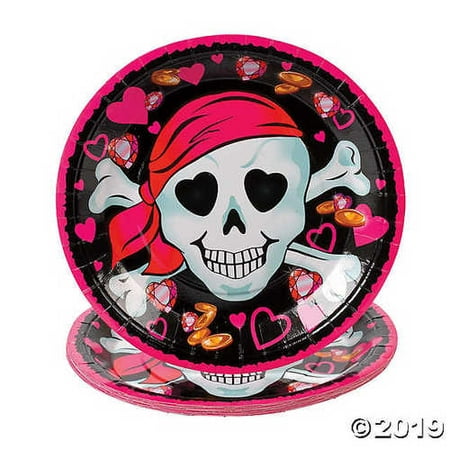Pink Pirate Girl Paper Dinner Plates