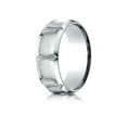 thumbnail image 2 of Benchmark� 18k Gold 8mm Comfort-fit Satin-finished Beveled Edge Concave With Horizontal Cuts Carved Design Wedding Band, 2 of 9