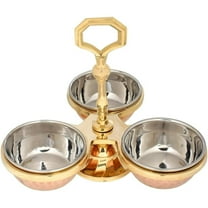 Traditional Indian Brass Pickle Holder Set Indian Pickle Serving Set Brass and Copper, Serving Bowl Color: Brown