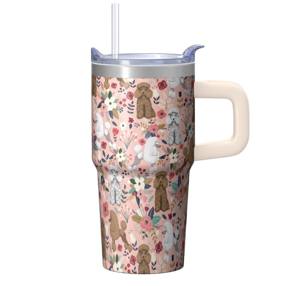 20OZ Dog Themed Cold Drink Tumbler with Handle Stainless Steel Insulated Cup Special Dog Lover Gifts Unique Birthday Christmas Presents for Dog Lovers Women Men Fits Car Cup Holders and Easy to Carry