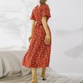 thumbnail image 4 of Lenago Robes d'Été Grande Taille Robe à Col pour Femmes Manches Courtes Florale Boutonnée en Chiffon Longue Jupe de Fête Plage en Solde, 4 of 5