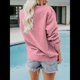 thumbnail image 5 of Sudaderas Informales de Cuello Redondo para Mujer, Camisetas de Larga y Corte Holgado para Otoño. Rosa L, 5 of 6