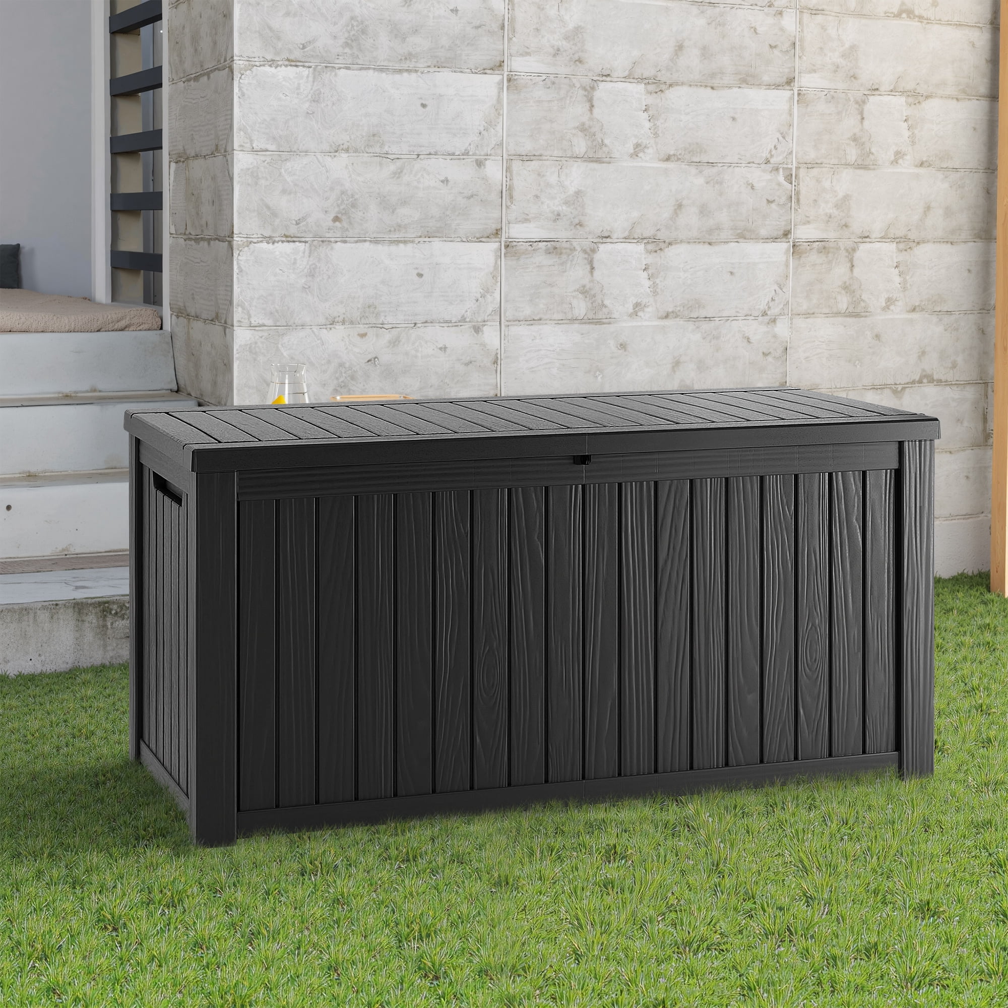 MAYEERTY 180 Gallon Outdoor Deck Box, Large Capacity Storage Box for Patio Furniture Cushions, Pillow with Wheels, Black