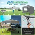 thumbnail image 4 of HOTEEL 10x10 Ez Up Pop Up Canopy Tent, Party Tents with One Push Central Button Air Vent, Instant Canopy Tent with Sidewalls & Reflective Strip, Gray, 4 of 9