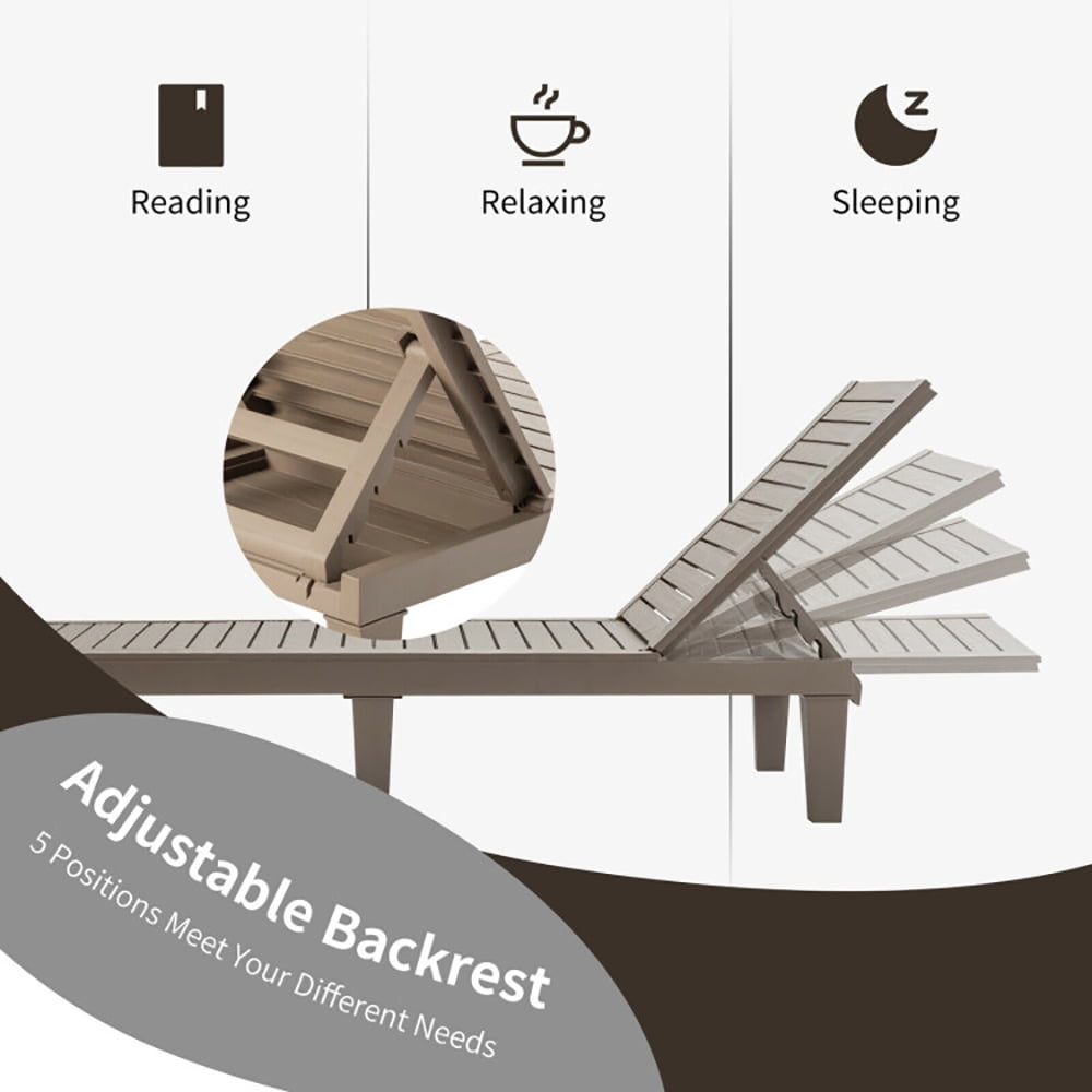 Aimee Lii Outdoor Recliner Chair with 5-Position Adjustable Backrest, Patio Loungers, Brown