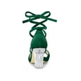thumbnail image 2 of BLISSFUL STEP Women Velvet Lace-Up Clear Block Heel Sandals Green 7.5, 2 of 7