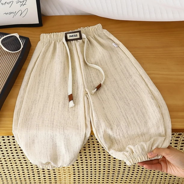 Pantalones informales sueltos antimosquitos de verano para niños, pantalones largos transpirables, pantalones largos holgados con puños de estilo coreano para niños