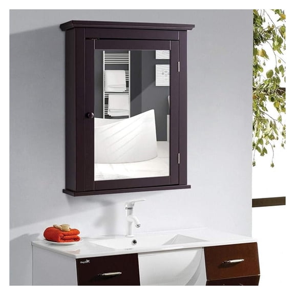 Casart Bathroom Mirrored Wall-Mounted Cabinet, Multipurpose Storage Medicine Cabinet with Single Door & Adjustable Shelf for Bathroom and Bedroom