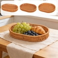 thumbnail image 1 of Woven Plastic Storage Basket for Fruit Vegetables Bread Snacks, Imitation Rattan Tray Organizer for Kitchen Countertop or Pantry, 1 of 6