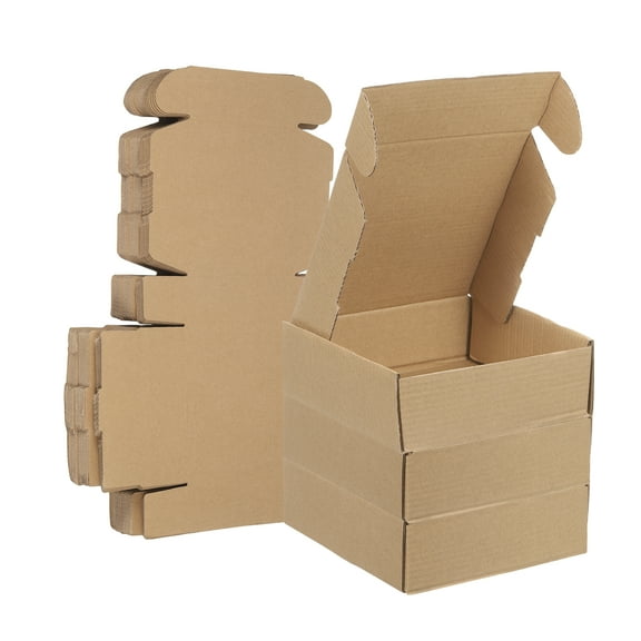6 x 6 x 2 Inch Shipping Boxes, 32 Pack Hard Corrugated Cardboard Box Cute Carton Boxes Literature Mailer for Mailing Packaging Small Business Gift Storage, Brown