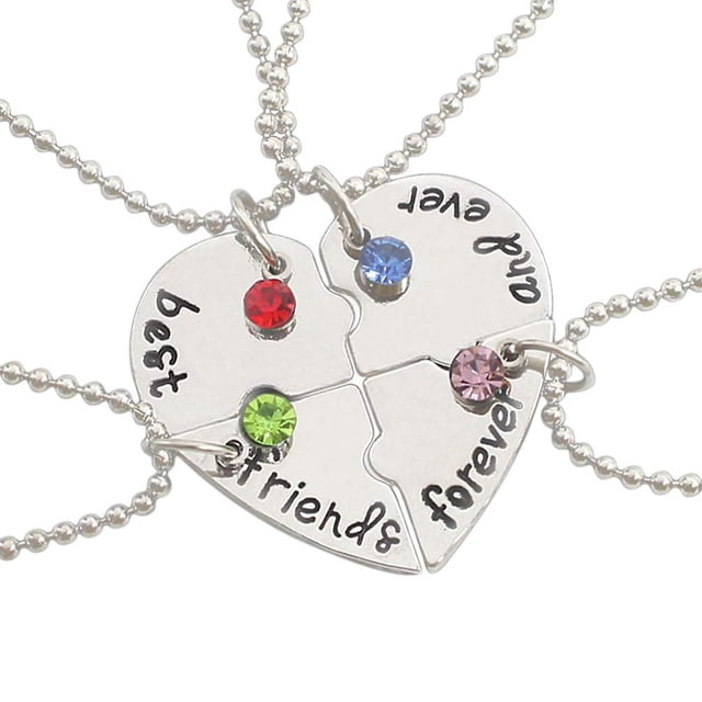 Collar de amistad para 4 mejores amigos, collar de mejores amigos para siempre, collares Bff de acero inoxidable para niñas