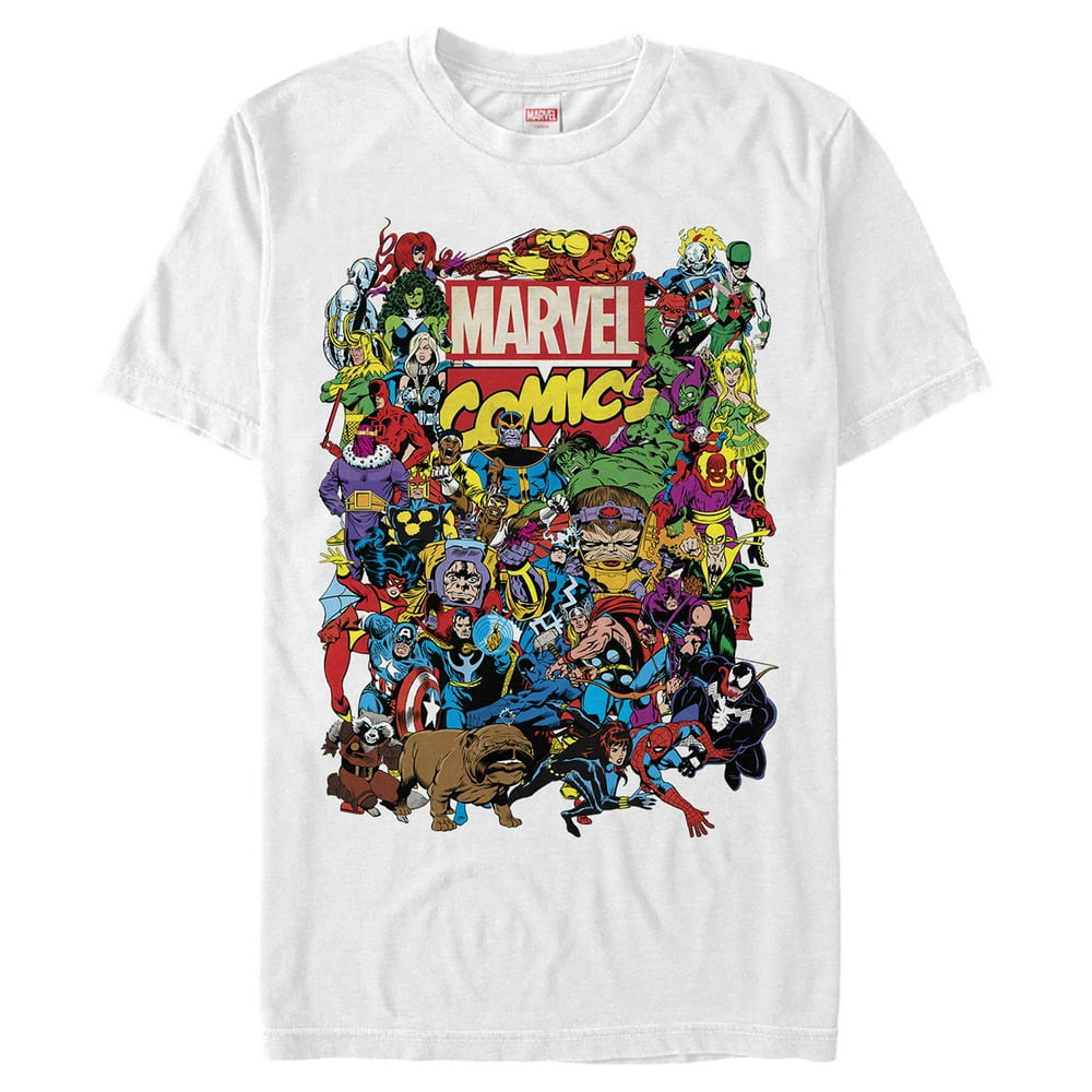 Marvel Men's Marvel Hero Epic Collage Graphic Tee White Large