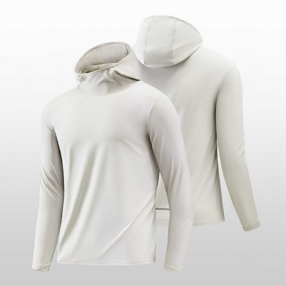 Running Hoodies for Men Quick-Drying Long Sleeve T Shirts Mens Casual Solid Color Stretchy Slim Pullover Breathable Athletic Workout Hoodie Tops