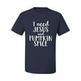 thumbnail image 2 of Wild Bobby I Need Jesus & Pumpkin Spice Inspirational/Christian Men Graphic Tee, Navy, 5X-Large, 2 of 6