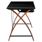Flash Furniture Black Glass L-Shape Corner Computer Desk with Pull-Out Keyboard Tray