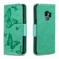 thumbnail image 3 of Allytech Galaxy S9 Case, Slim Fit PU Leather Folio Butterfly Embossed Shockproof Wrist Hand Strap Flip Cards Holder Wallet Case TPU Back Cover for Samsung Galaxy S9,Green, 3 of 8