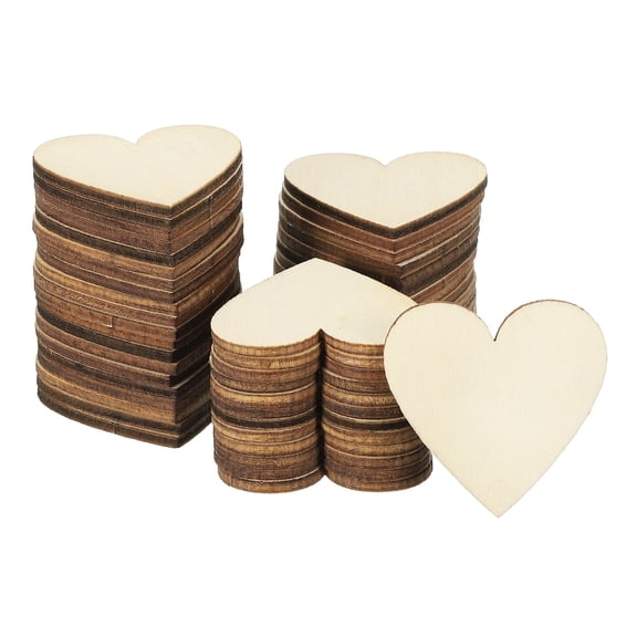 40mm Wooden Hearts, 50 Pack Unfinished Wood Hearts Blank Wooden Cutouts