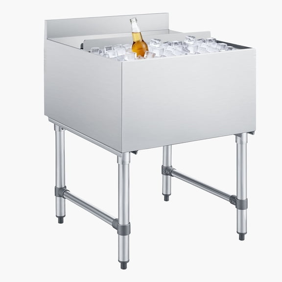 VEVOR Commercial Ice Bin, 79.9 Qt Max Capacity, 24 x 24 x 33 Inch Stainless Steel Ice Chest with Sliding Lid, 24H Long-Lasting Insulation, Cooler Cart Cocktail Unit for Bar Restaurant Pub, NSF