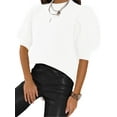 thumbnail image 2 of Puff Sleeve Women Solid Crewneck Knit Sweater, 2 of 4