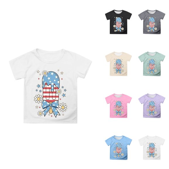 Graphic Tees for Girls: Short Sleeve Crewneck Tops 5-14 Years Comfortable & Casual for Everyday & Party Wear