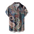 thumbnail image 1 of ZHAOCHENG Camisa hawaiana de manga corta para hombre, de verano, con bolsillo frontal, estampado hawaiano, informal, de algodón, estilo funky, de lino para playa, camiseta Y2K para hombre., 1 of 5
