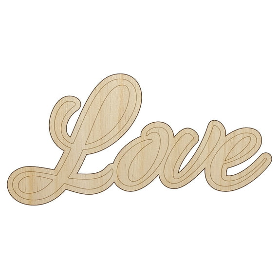 Love Cursive Text Wood Shape Unfinished Piece Cutout Craft DIY Projects - 6.25 Inch Size - 1/8 Inch Thick