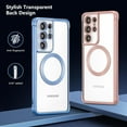 thumbnail image 5 of Magnetic Case for Samsung Galaxy S21 Ultra Clear Case Cover [Compatible with Magsafe & Military Grade Drop Protection] Transparent Shockproof Slim Plated Phone Case - Blue, 5 of 10