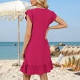 thumbnail image 5 of RYRJJ Summer Dresses for Women Cute Ruffle Cap Sleeve V-Neck Flowy Swing Mini Dress Casual Swiss Dot Short Dress(Hot Pink,XL), 5 of 8