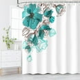 thumbnail image 2 of Teal Shower Curtain for Bathroom Aqua Shower Curtain Blue Floral Shower Curtain Set with 12 Hooks Turquoise Flower Elegant Simple Gray and Teal Bathroom Decor, 72" W X 84" H, 2 of 6