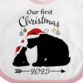 thumbnail image 4 of Inktastic Our First Christmas Bears in Santa Hats with Ornaments 2025 Boys or Girls Baby Bib, 4 of 4