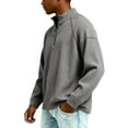 thumbnail image 4 of Mens Waffle Knit Quarter Zip Long Sleeve Henley Shirt, Sizes S-4XL, 4 of 4