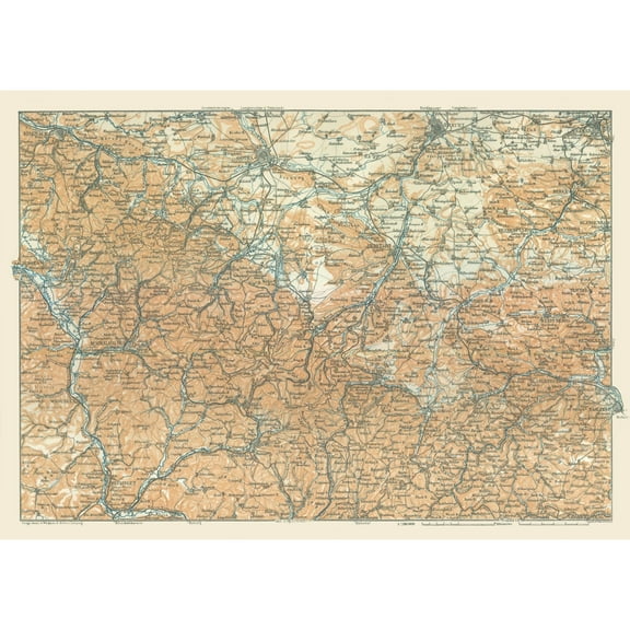 Historic Map - Germany Central - Baedeker 1914 - 32.26 x 23 - Vintage Wall Art