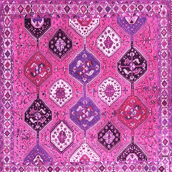 Ahgly Company Indoor Square Persian Pink Traditional Area Rugs, 8' Square