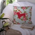 thumbnail image 3 of Dog Silhouette Shabby Chic Roses Fabric Decorative Pillow, 3 of 4