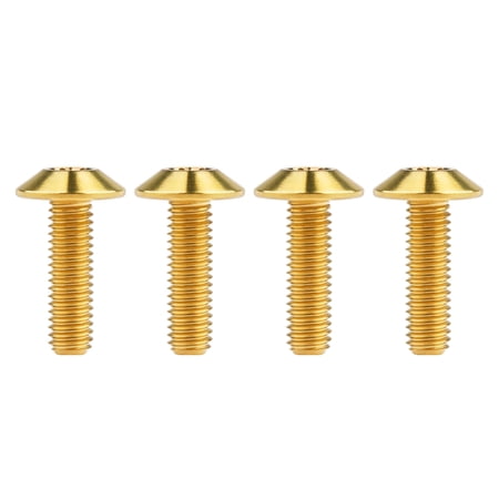 Wanyifa 4Pcs Titanium Alloy M6x12 15 20mm Umbrella Head T30 Torx Bolts for Bicycle M6x15mm Gold