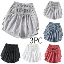 YUGYXL 3PC Sports Shorts for Women Drawstring Elastic Waist Short Pants with Pockets Tennis Shorts Volleyball Shorts Gray M