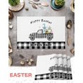 thumbnail image 6 of Easter Placemats Set of 6, Easter Eggs Truck Placemat for Dining Table Decorations, Bunny Gnomes Black Check Plaid Place Mats, Spring Table Mats for Kitchen Dinner Seasonal Holiday Party Decor, 6 of 6
